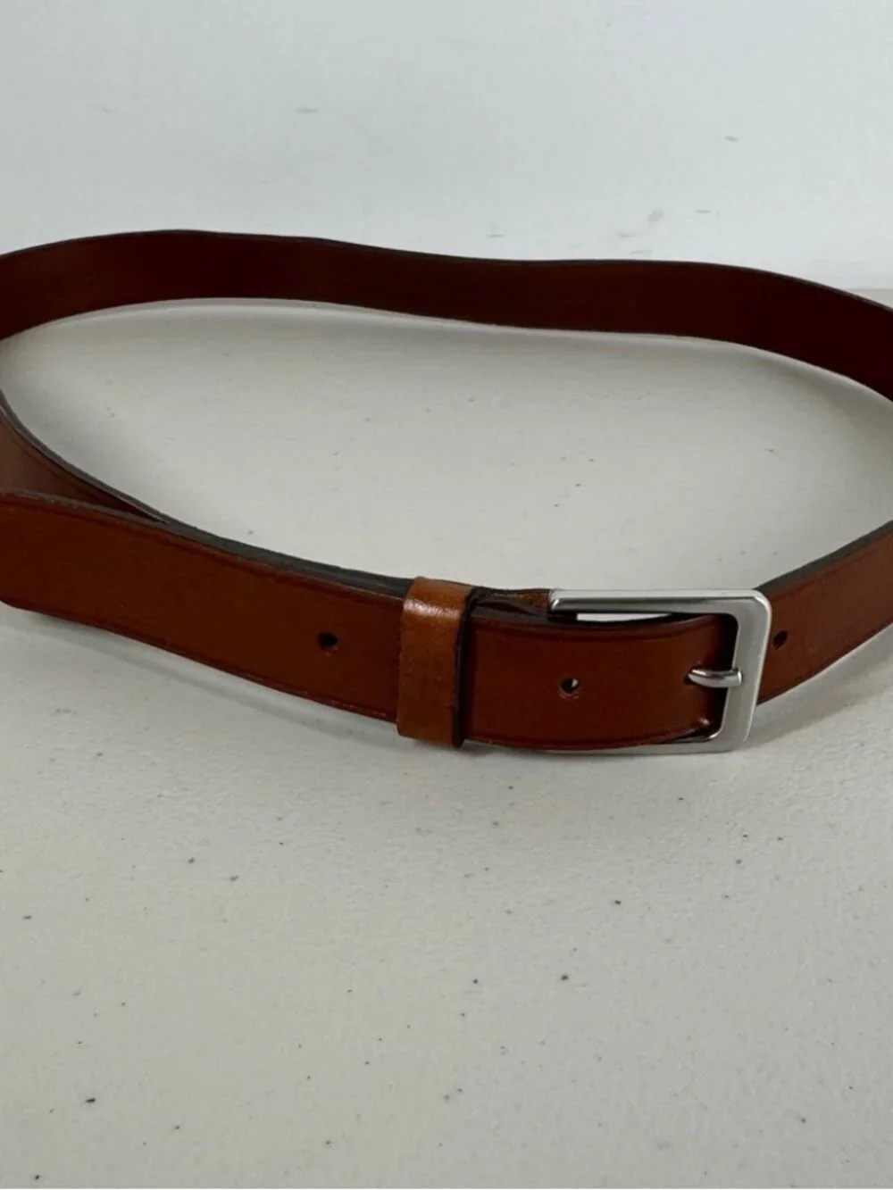 Swedish Leather Belt Brown Genuine Leather Silver Buckle Classic